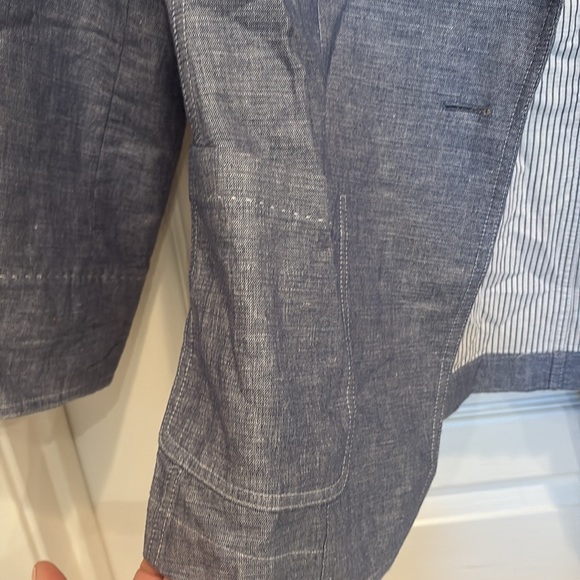 Lafayette 148 Size 8 New York Blue Textured Blazer Cotton Linen Large Medium - Picture 8 of 10